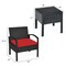 Costway 3PC Patio Rattan Furniture Set Coffee Table Conversation Sofa Cushioned